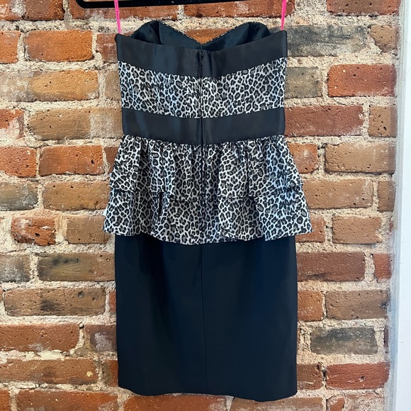 Betsey Johnson - Cheetah Peplum Cocktail Dress - Picture 2 of 3